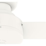 Hunter 44 inch Indoor Ceiling Fan No Light - White Modern Ceiling Fan without Light, 3 Blades, Low Profile Mount, For Bedroom, Living Room, or Kitchen, Wall Control - Presto 52402, Matte White