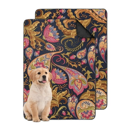 Washable Dog Crate Pad 24 x35 Reusable Pee Pad with Non-Slip Back for Potty Training (Paisley)