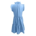 thumbnail image 4 of LOVZFMLL Robes Femme Été Couleur Unie Mode Décontractée Plissée Col Montant Sans Manches Col Rond Robe, 4 of 4