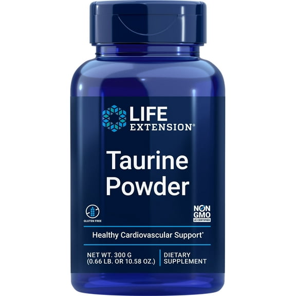 Life Extension Taurine Powder – Healthy Cardiovascular Support, Promotes Brain Health, Healthy Aging, and Muscle and Exercise Recovery – Gluten-Free, Non-GMO, Vegetarian – 300 Grams