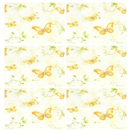 

Bright Butterflies Pattern 6-Piece 12x18in Durable Place Mats Heat-Proof and Non-Slip
