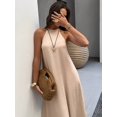 thumbnail image 5 of Spring Summer Blue Backless A-Line Dress, Bohemian Style Elegant Dress for Beach Vacation Daily Casual Wear, 5 of 14