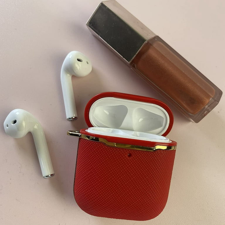 KIQ Armor AirPods Case Cover Hard Protective Cover w/ Keychain for Women  Men for Apple AirPods 2nd Generation Case AirPod Case 1st Generation Air  Pod Silver Trim [Red/Gold] 