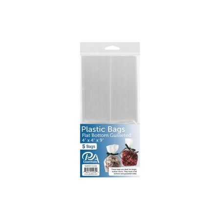 PA Ess Bag Flat Bottom Gusset 4x4x9" Clear 5pc