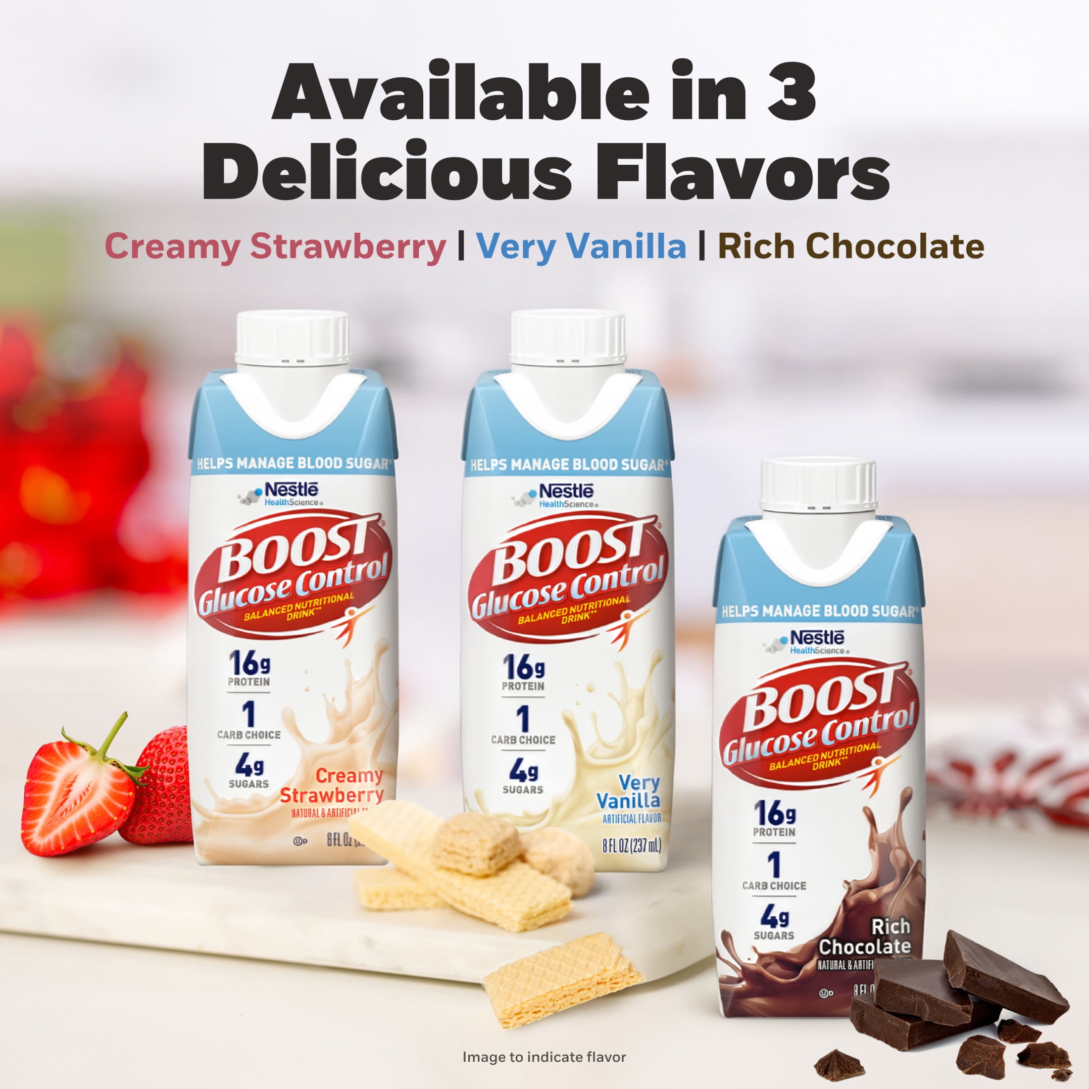 BOOST Glucose Control Nutritional Drink Protein Shakes, Rich Chocolate, 8 fl oz, 6 Pack