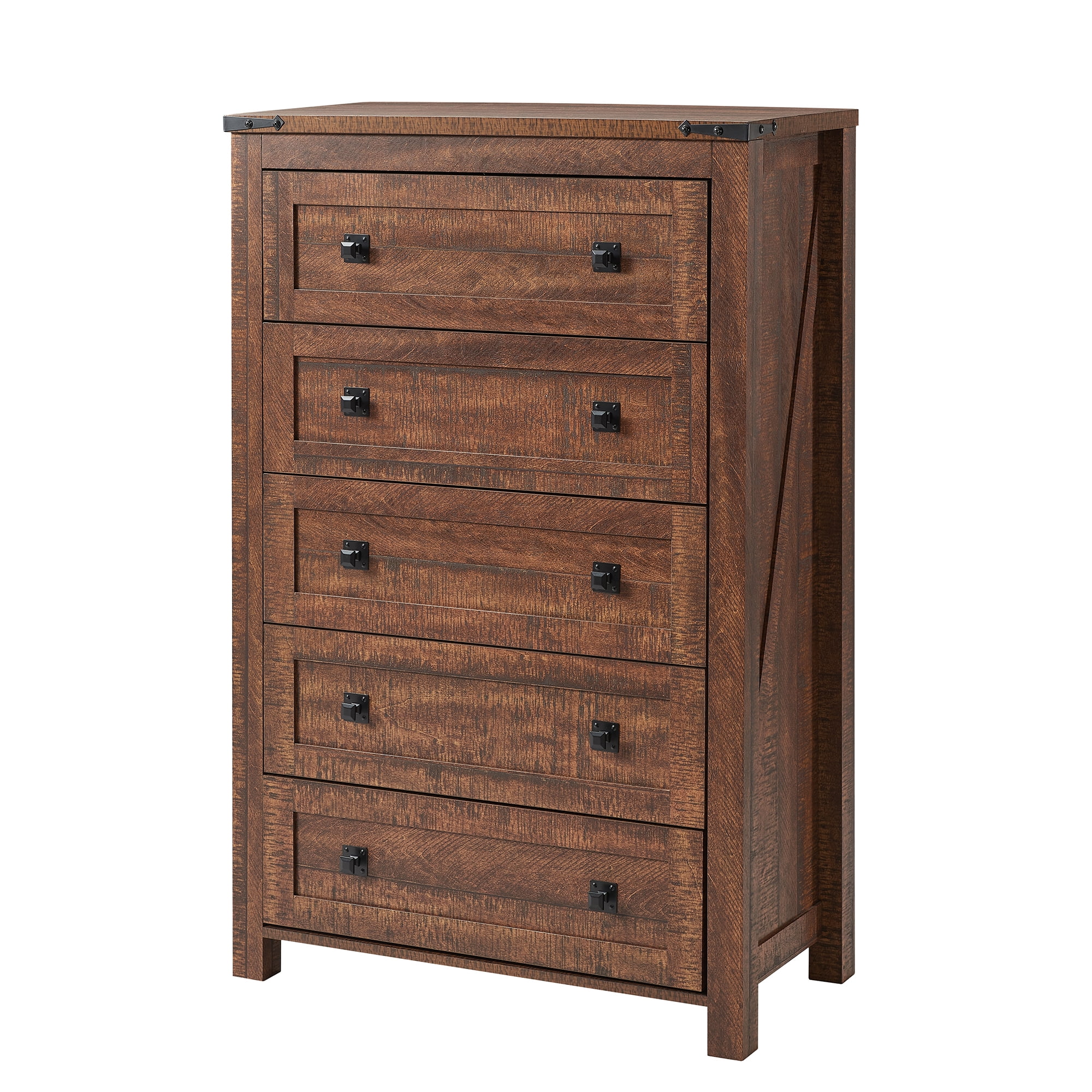 Keywhat Farmhouse 5 Drawer Dresser for Bedroom, Chest of Drawers Wood Organizer for Living Room, Reclaimed Barnwood