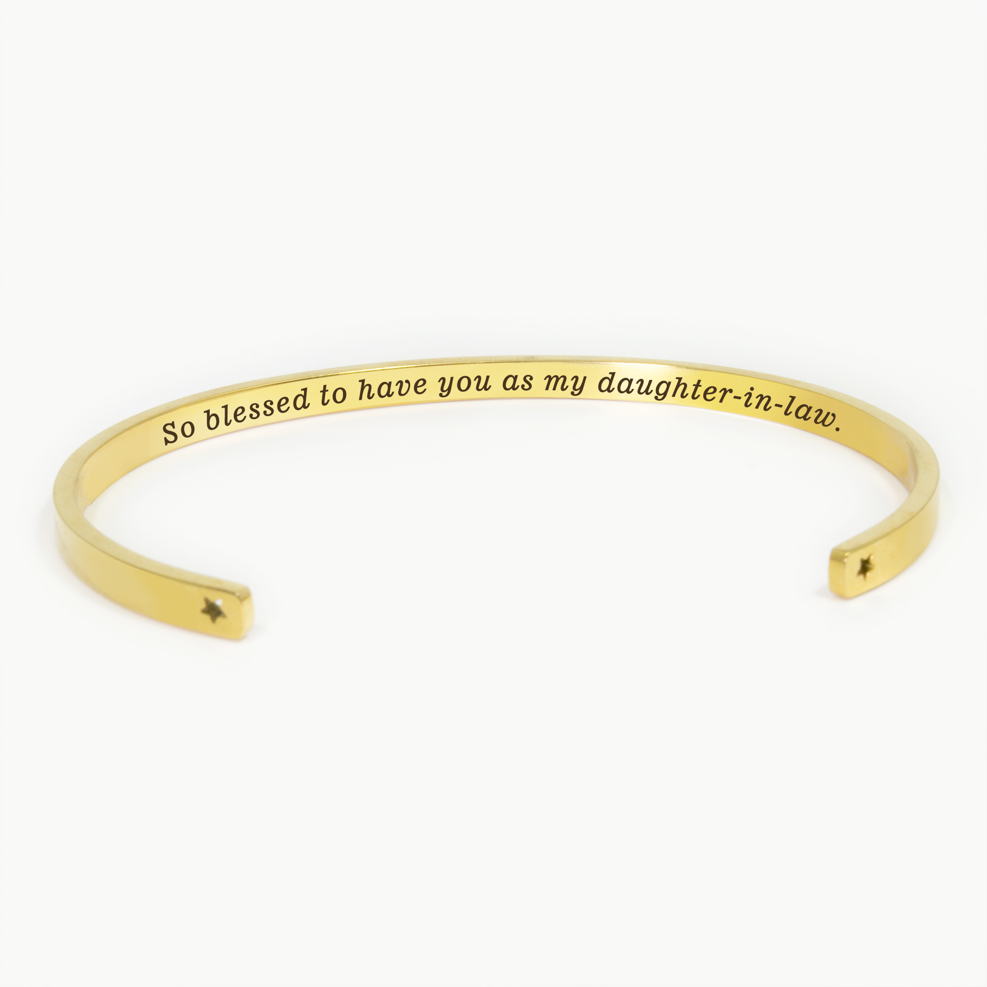 "So blessed to have you as my daughter-in-law" Adjustable Gold Stainless Steel Cuff Bangle Mother's Day Gift Set