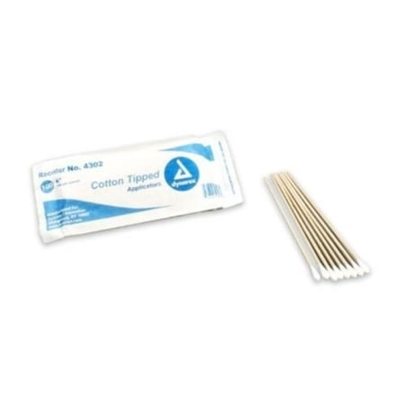 Dynarex Cotton Tipped Applicators, 6" Non-Sterile Wood Applicator with Absorbent Cotton Tip - 400 Pieces - MS-50360