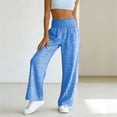 thumbnail image 2 of Summer Pants For Women Elastic Waist Plaid Wide Leg Cozy Lounge Pants Womens Casual Checked Loose High Waisted Lightweight Comfy Trouses, 2 of 6