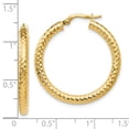 thumbnail image 2 of 14k Yellow Gold Hinged hoop Foreverlite Polished and Textured Hoop Earrings 30x29mm Wide 3mm Thick Hoop Earring for Wome, 2 of 2