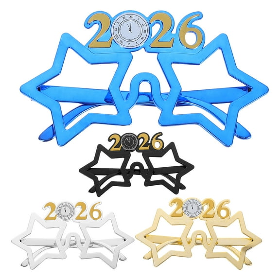 LEORX 4Pcs New Years Eve Party Glasses Assorted Color Lensless Sturdy Eyewear