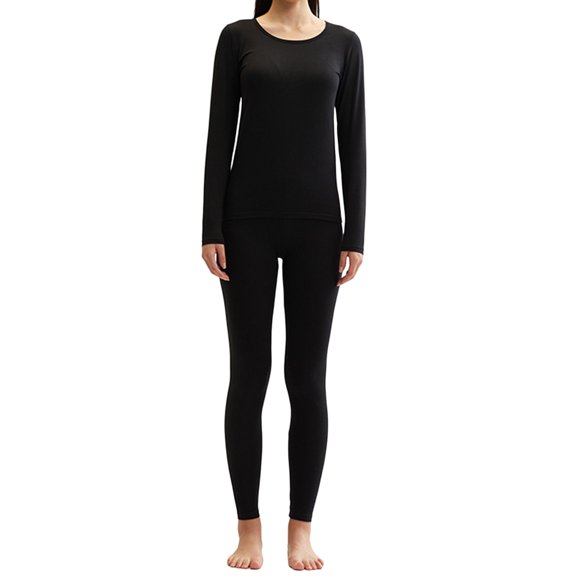 ZVNAΖH Thermal Underwear for Women Set 2 Pack, Base Layer Women Cold Weather Top Bottom Cotton Wool Warm Tights, Sizes M-3XL