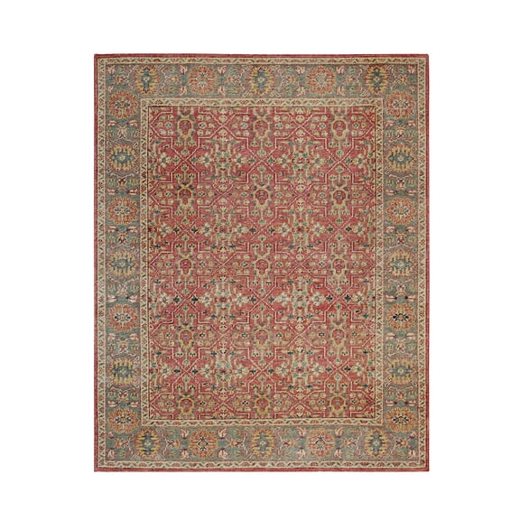 EORC Rust Hand Knotted Wool Classic Oushak Rug, 8' x 10-Color:Rust,Material:Wool