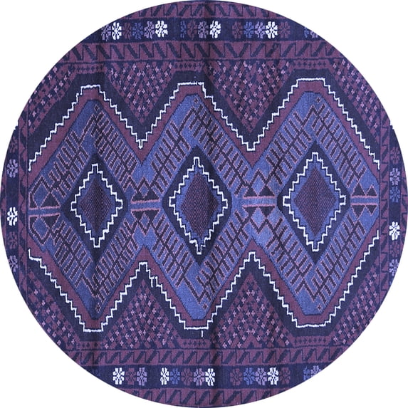 Ahgly Company Indoor Round Oriental Blue Traditional Area Rugs, 8' Round