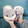 thumbnail image 4 of Zapatillas cálidas de dibujos animados para mujer y niña, zapatos de felpa de unicornio y hámster Kawaii, suela suave plana, zapatos de algodón para el hogar, piso silencioso antideslizante, Invierno, 4 of 5