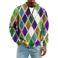 thumbnail image 4 of LNZGNM Men's Mardi Gras Shirt 1/4 Zip Big and Tall Printed Sweatshirts Stand-Up Collar Long Sleeve Tops Stylish Carnival Outfits,Purple Pink 5XL, 4 of 7