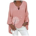 thumbnail image 2 of Pntutb Womens Clearance Tops Plus Size Long Sleeve Floral Print Loose V-Neck Shirt Blouse, 2 of 3