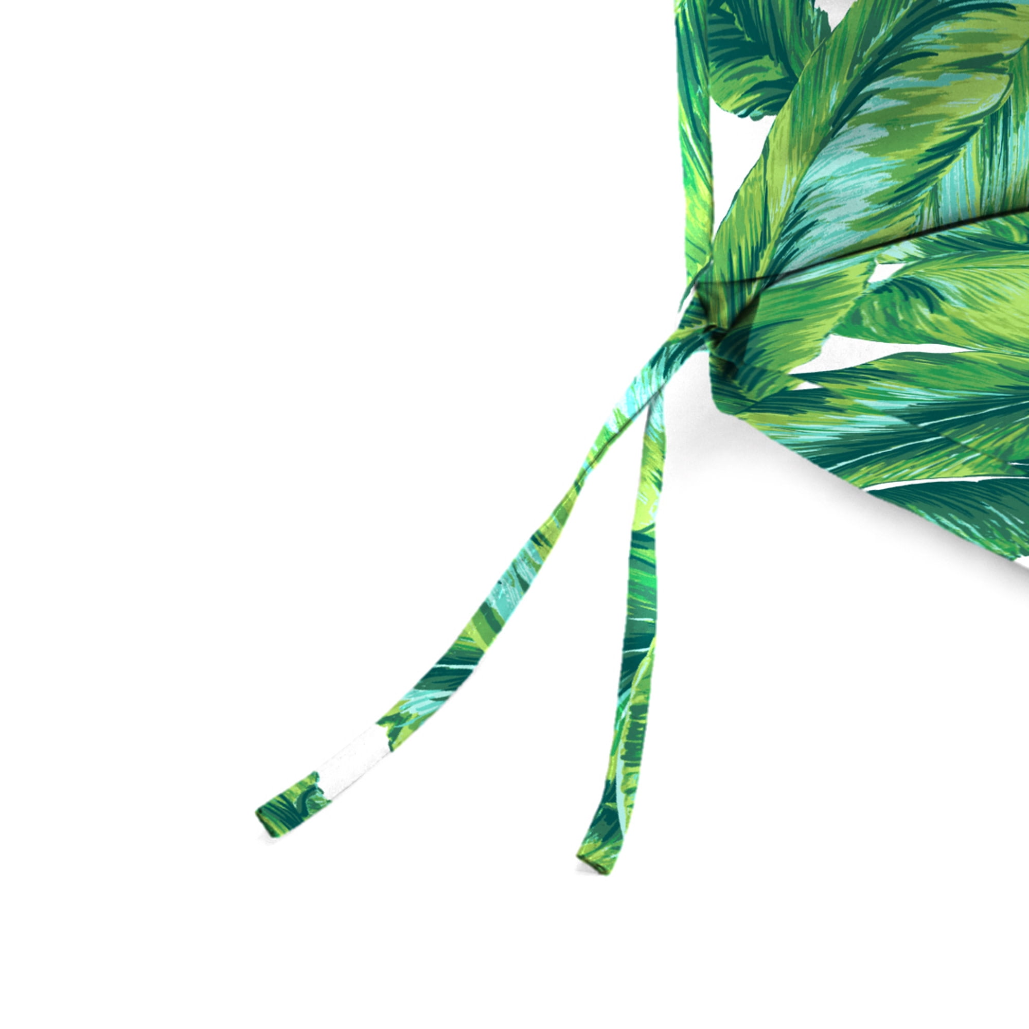 Jordan Manufacturing 43" x 20" Clarmont Seagrass Green Leaves Rectangular Outdoor Chair Cushion with Ties and Hanger Loop