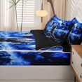 thumbnail image 5 of Manfei Rustic Wolf Zipper Full Size Comforter Sets with Fitted Sheet and 2 Pillowcases,Mystic Woodland Zipper Bedding Set,Blue,Black Reversible,4pcs, 5 of 8