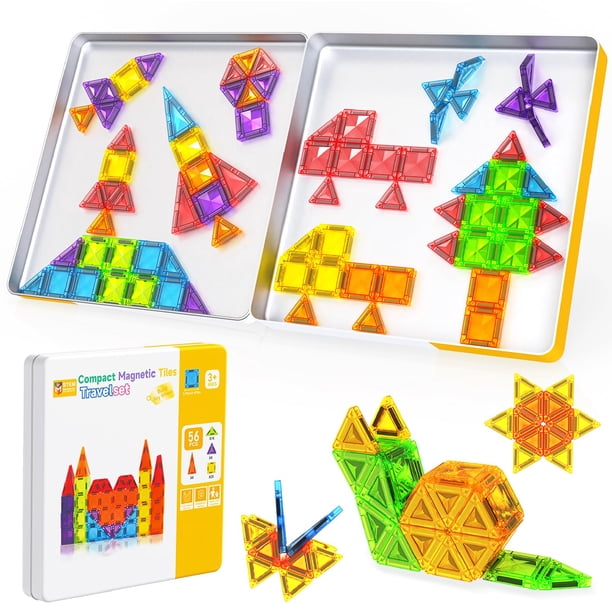 Mini Baldosas Magnéticas Magneverse 56 Piezas Juguete STEM de Viaje