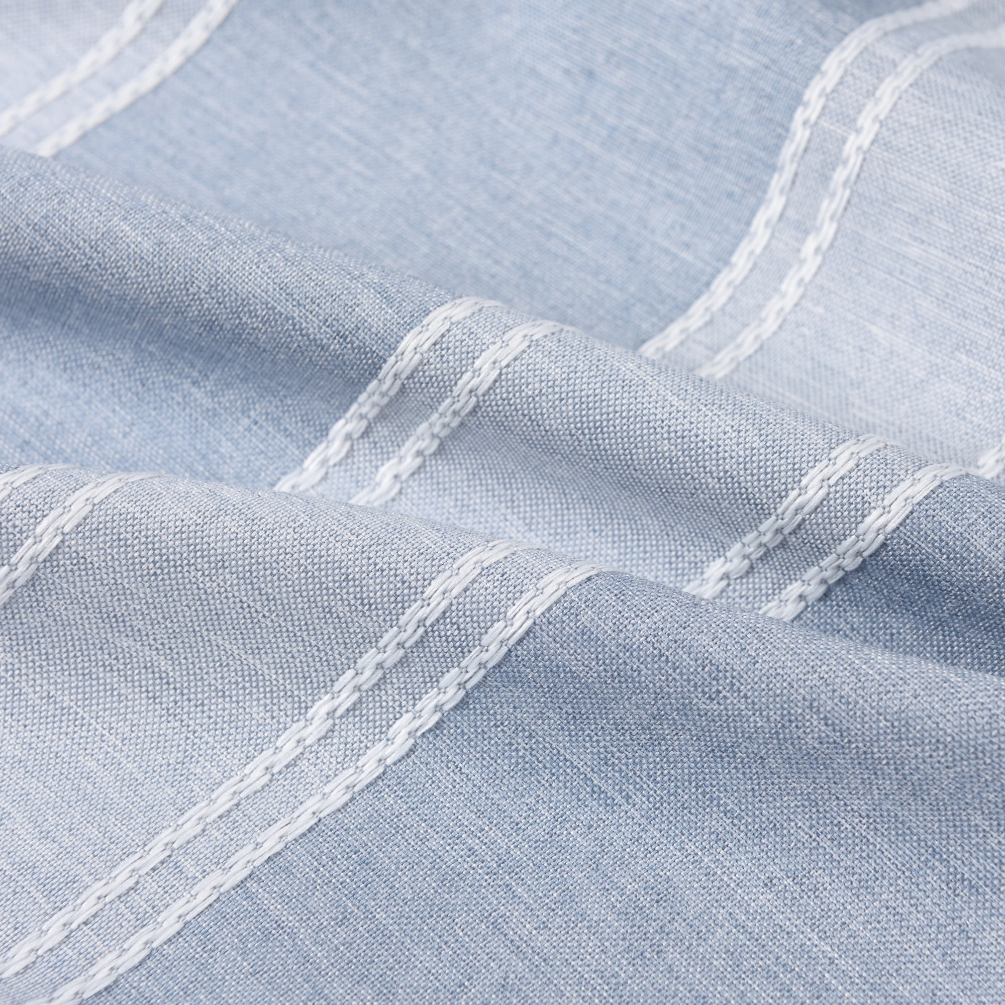 Dainty Home Madison Striped Textured Embossed Weaved Striped Cotton Feel Designed Fabric Shower Curtain 70"W x 72"L in Blue