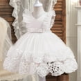 thumbnail image 3 of Formal Dresses for Girls 4T Flutter Sleeve Floral Tulle Tutu Dress Pageant Wedding Birthday Party Clothes, White, 2-3 Years, 3 of 7