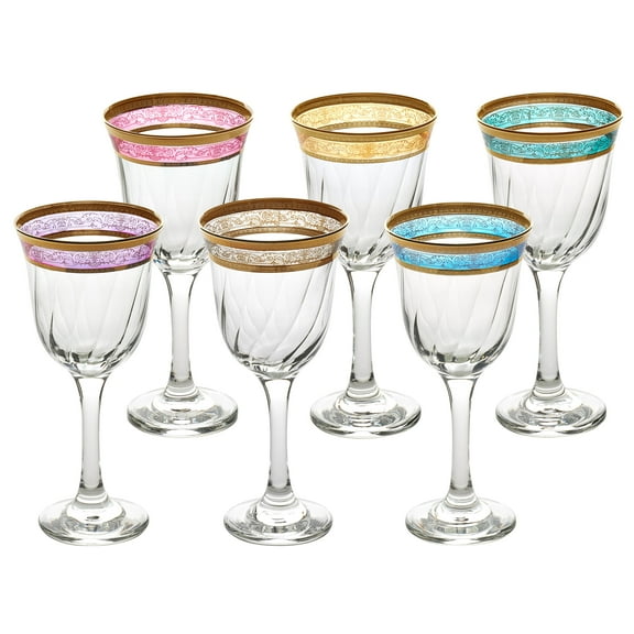 World Gifts Set of 6 Glass-Made Drinkware Sets - 8 oz, Multicolor