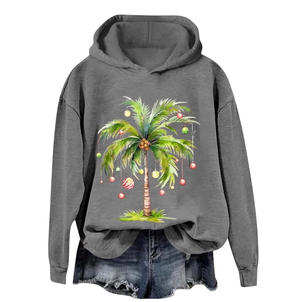 WILLBEST Sudadera Oversize para Mujer con Estampado Navideño, Sudadera con Capucha, Tops con Capucha, Estampados Bonitos, Ligera, Estilo Pullover X-Grande