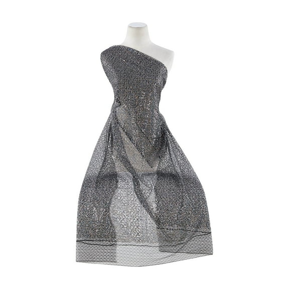 Zelouf Hologram Sequin Web Tulle , Sewing, DIY, Crafts Fabric by the Yard, Black/gunmetal, 1 Yard