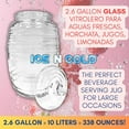 thumbnail image 2 of Aguas Frescas 2.6 Gallon Glass Juice Jug Container with Lid (10 Liters, 338 oz) | ICE N COLD, 2 of 6