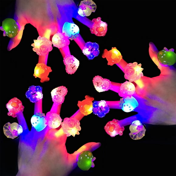 YOPTOP 20PCS Party Stars Flashing LED Bumpy Jelly Ring Light-Up Toys