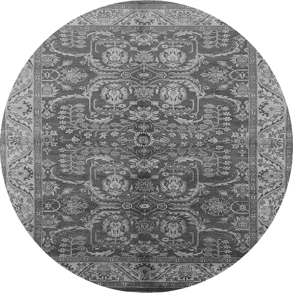 Ahgly Company Indoor Round Oriental Gray Industrial Area Rugs, 3' Round