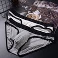 thumbnail image 5 of Mens Low Rise Bikini Briefs, Slim Fit, 3 Pack, Black White Grey, 5 of 6
