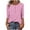 Pink, variant on Womens Shirts 3/4 Length Sleeve Top Round Neck Button Blouses Summer Fall Casual Comfortable Tunic Tops Fashion No Positioning Printing TShirts Pullover