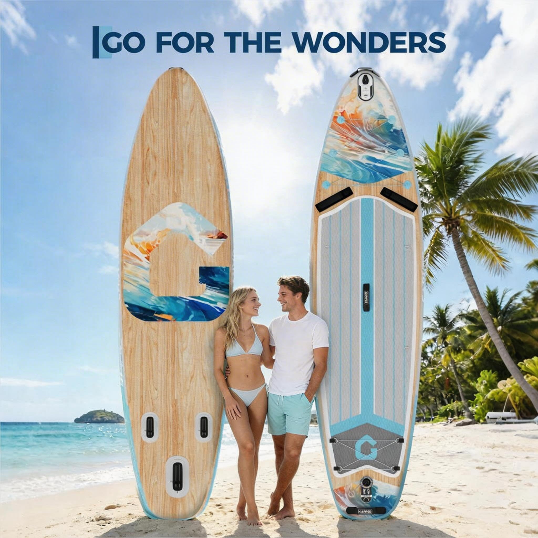 QinaQin Inflatable Paddle Board, 10.6 Ft SUP with Camera Mount, Full Accessories and 450 Lb Capacity for Beginners