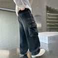 thumbnail image 6 of Pants for Boys,Cargo Jeans Straight Leg Loose Fit Comfortable Stretch Denim With Elastic Waist Casual Durable Trousers for Outdoor,Boys Jeans,11 Grey,13-14 Years, 6 of 9