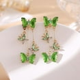 thumbnail image 4 of Long CZ Butterfly Tassel Drop Dangle Earrings for Women Gold-Toned Crystal Rhinestone Animal Insect Dangling Studs Earring Fashion Wedding Halloween Jewelry, 4 of 12