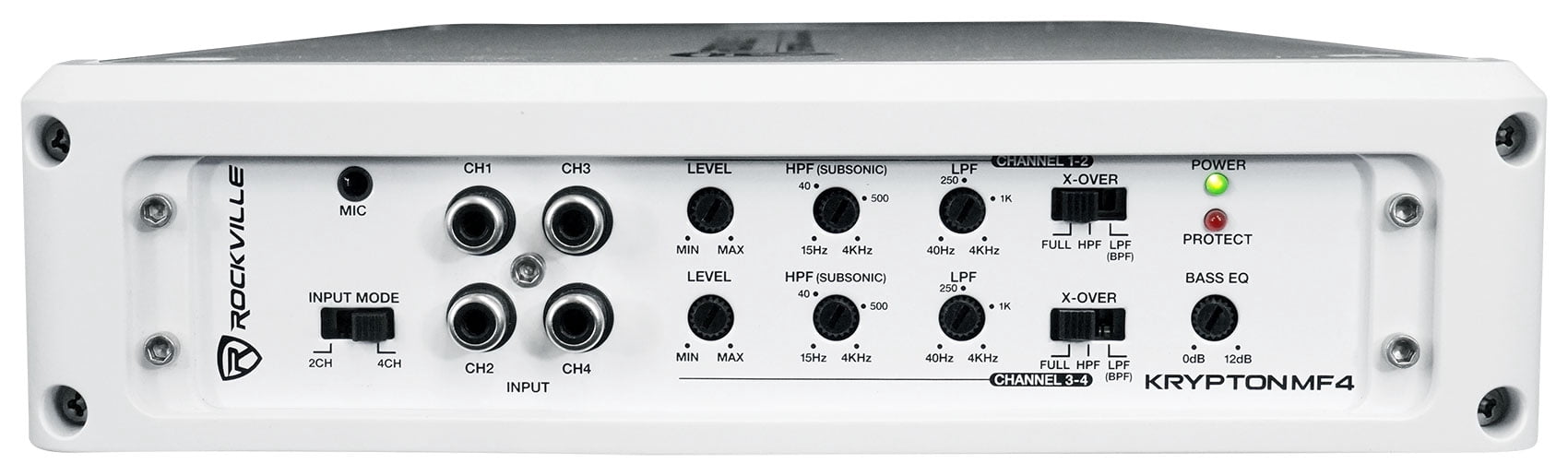 Rockville KRYPTON MF4 2400w Peak 4 Channel Marine Amplifier Boat Amp in White