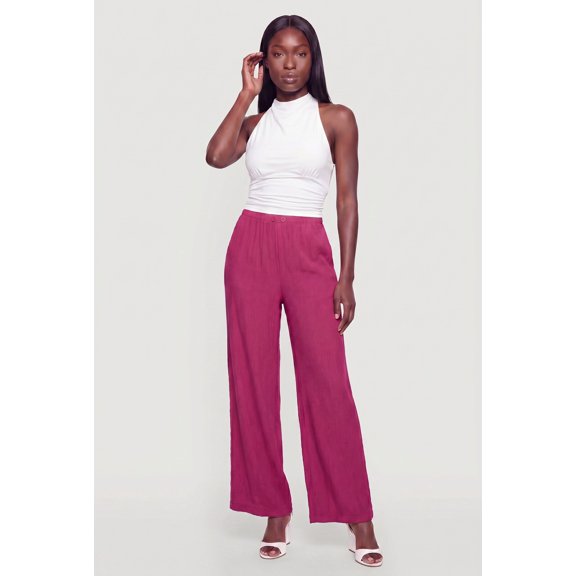 Women's Textured Knit Button Detail Pull On Pants