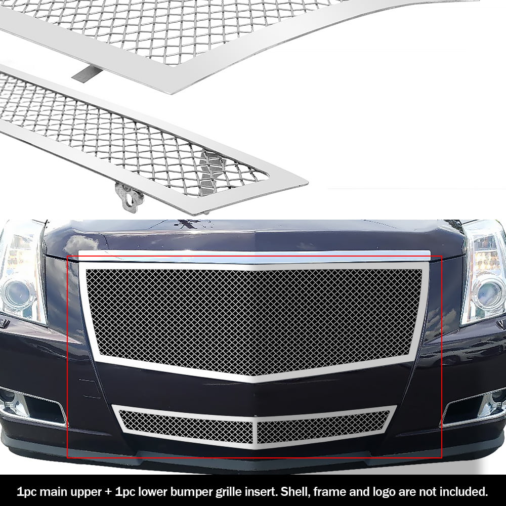 Cadillac CTS 03-07 Crossweave Jdm ABS Front Bumper Hood Grille Grill Chrome 