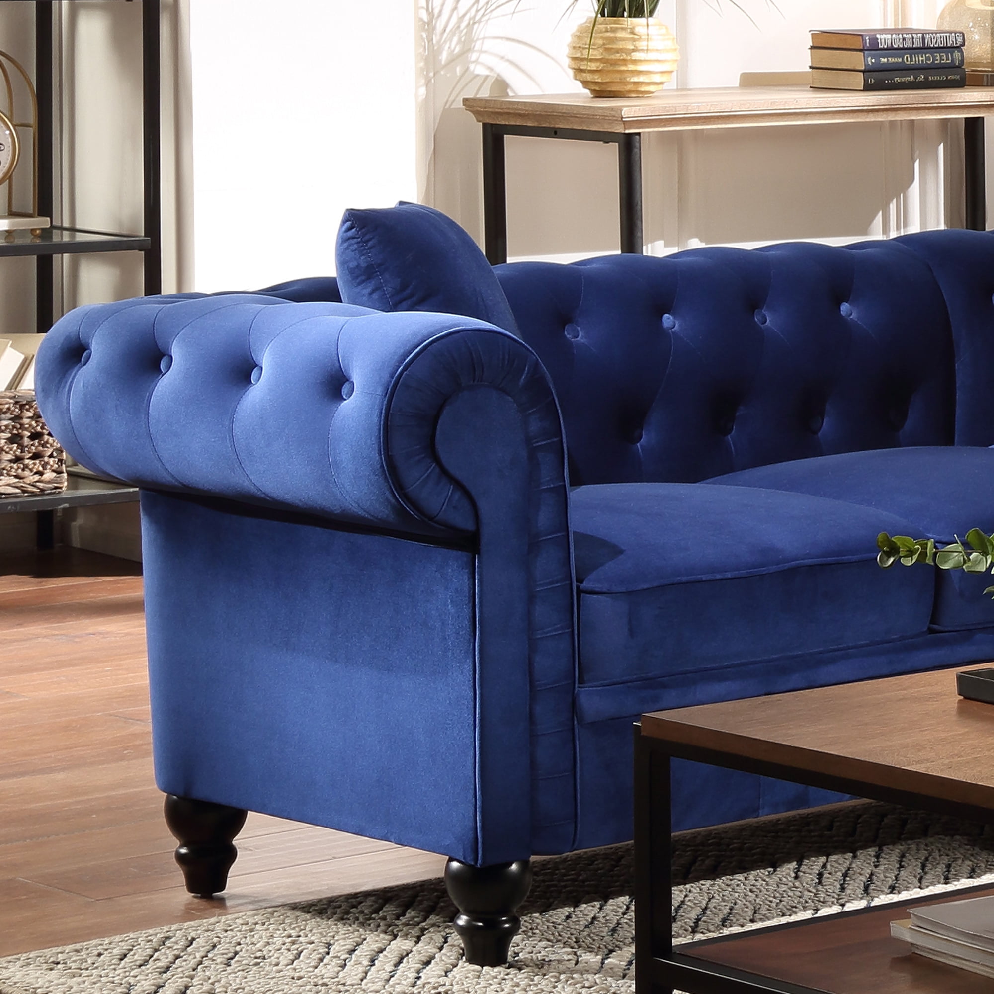 Kepooman Sectional Sofa, Blue Polyester Kepooman Sectional Sofa, Blue Polyester