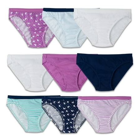 Fruit of the Loom Assorted Cotton Bikinis, 9 Pack (Little Girls & Big ...