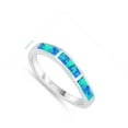 thumbnail image 4 of CHOOSE YOUR COLOR Blue Simulated Opal Wave Stackable Midi Boho Ring .925 Sterling Silver Band CZ Female Size 6, 4 of 4