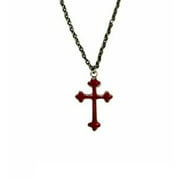 CROSS NECKLACE GOLD/RED
