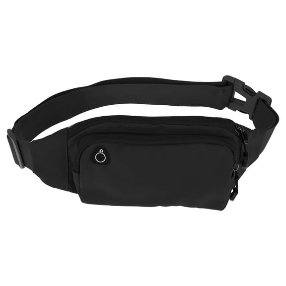 Unique Bargains 1 Pc Breathable Running Belt Double Layer Sports Waist Bag for Sports Phone Keys Black