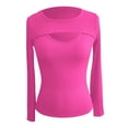 thumbnail image 4 of Gyexs Cute Long Sleeve Tops for Women Round Neck Ribbed Knit Fitted T-Shirts Open Chest Design for Going Out Tee RD2, Size XL, 4 of 6