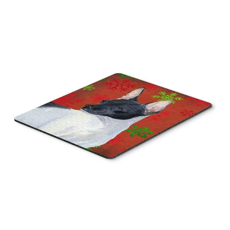 Rat Terrier Red and Green Snowflakes Christmas Mouse Pad, Hot Pad or Trivet