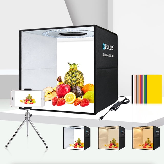 Mini estudio fotográfico portátil Capino de 25 cm con luz para fotografía, kit de tienda de campaña plegable con 12 colores para artículos pequeños, 6 fondos para joyería y artículos