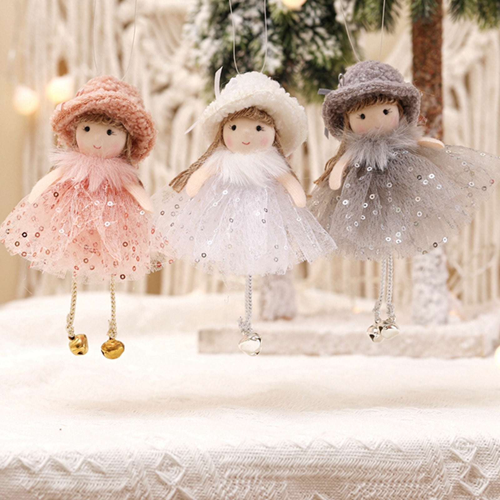 Christmas Decorations,Ornament,Hanging Decorations,Christmas Windows Sale  Clearance Angel-shaped Decorative Feathers Faceless Doll Doll Ornaments  Home