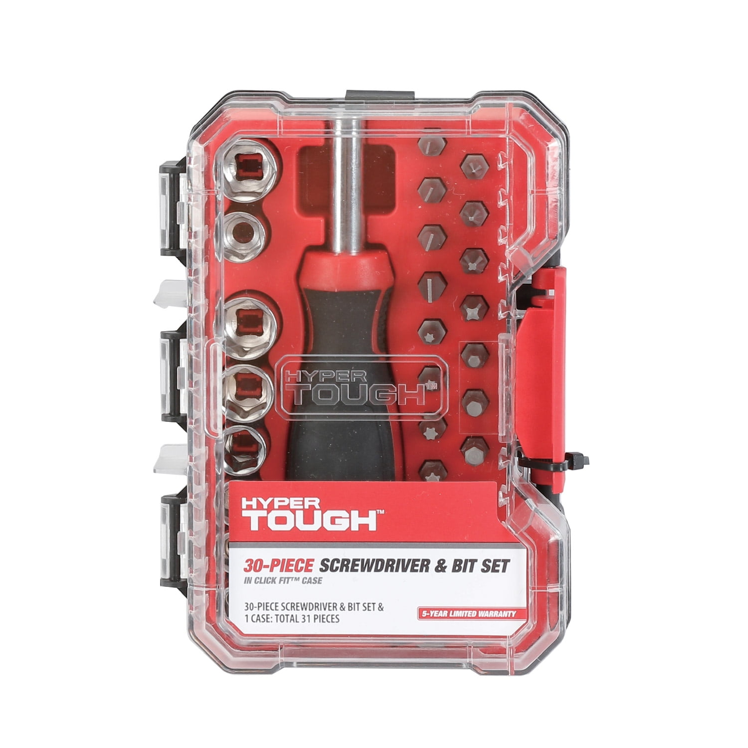 Hyper Tough 30-Piece Screwdriver Handle and Bit Set in Click Fit Case